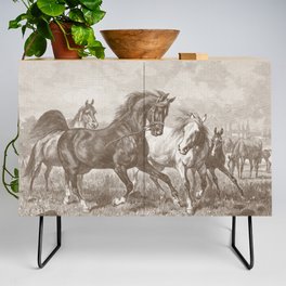 HORSES ON A PASTURE  Credenza