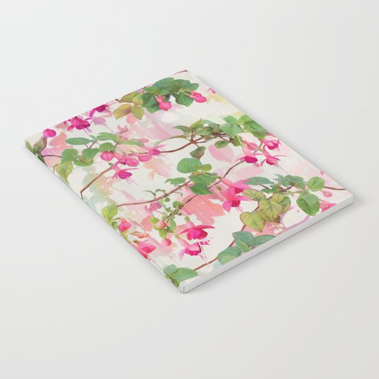 Rainbow Fuchsia Floral Pattern Notebook