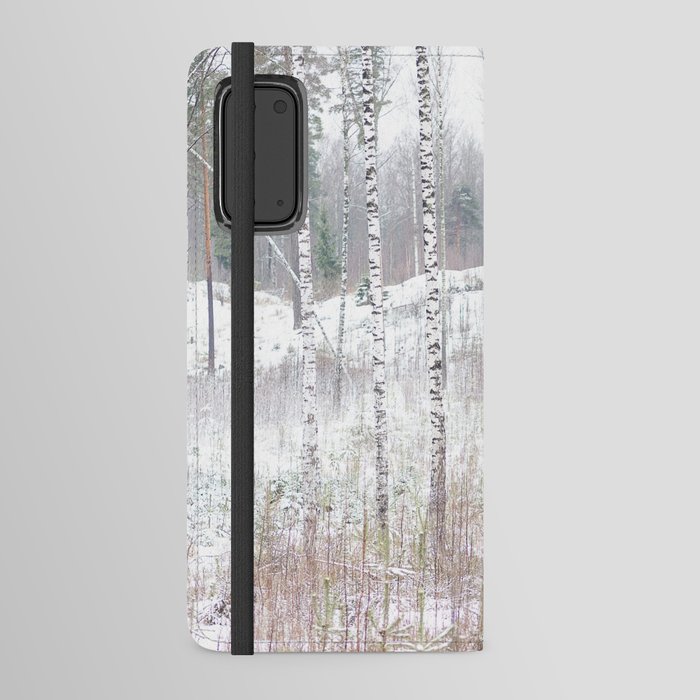 Row of Birch Trees Winter Finland Android Wallet Case