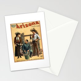 Arizona America Poster Vintage Retro Far West Cow Boys Water Well Stationery Card