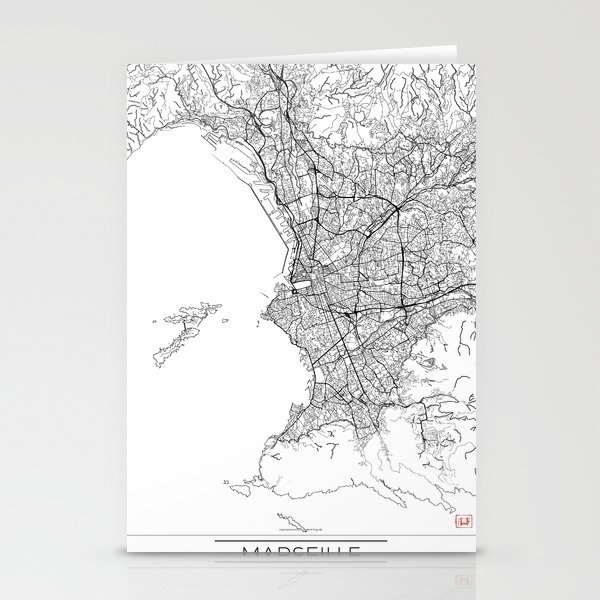 Marseille Map White Stationery Cards