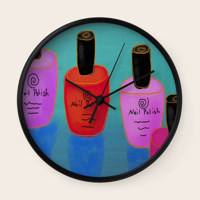 Nail Polish Bottles Abstract Digital Painting Wall Clock By Jackieludtke Society6