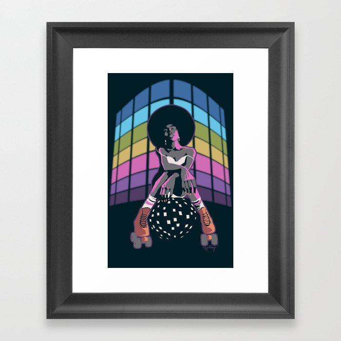Retro Disco Roller Queen Framed Art Print