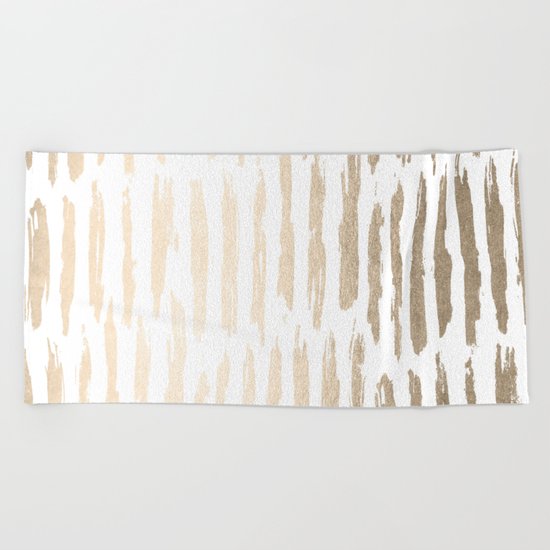 White Gold Sands Vertical Dash Beach Towel