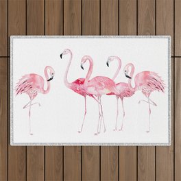 Flamingo Farm- Tropical Animal Bird World Outdoor Rug
