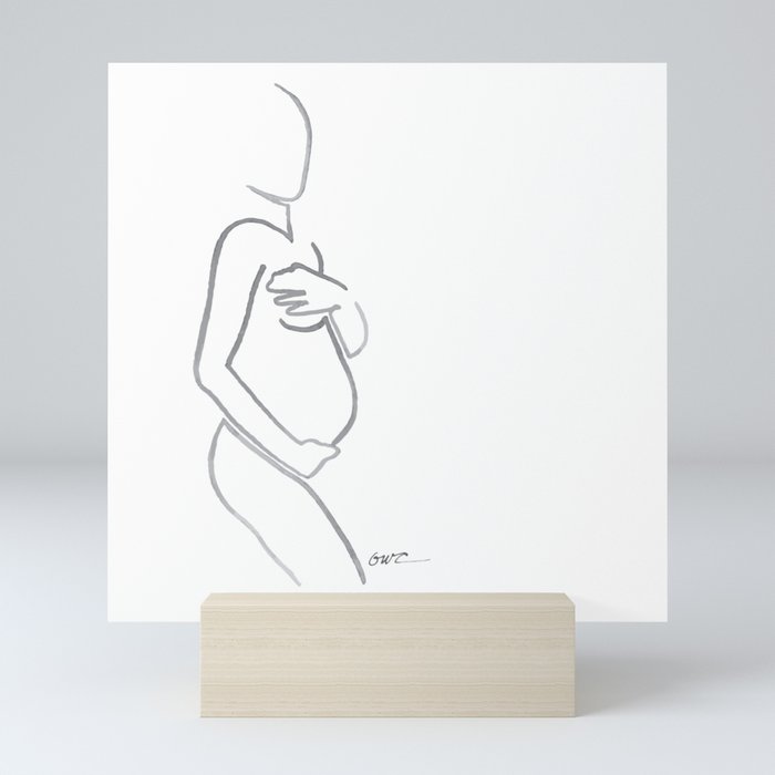 Woman Line Drawing (Pregnant) Mini Art Print
