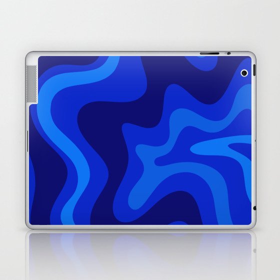 Retro Liquid Swirl Abstract Pattern in Super Blue Laptop & iPad Skin