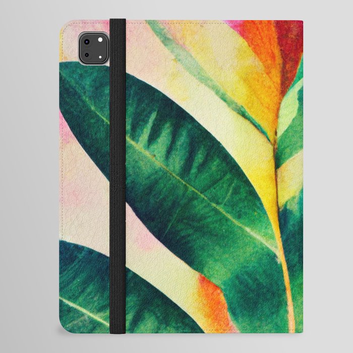 Tropical Vibes: Colorful Abstract Leaf Pattern iPad Folio Case