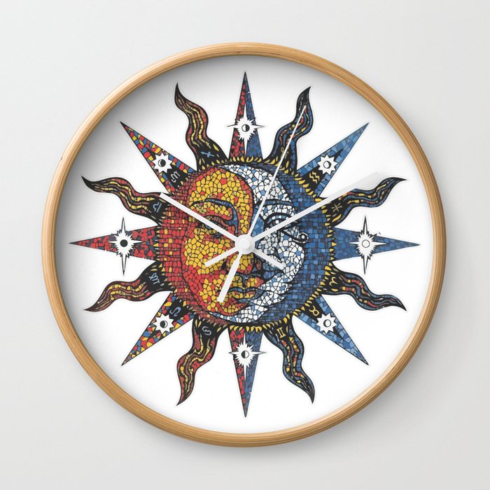 Celestial Mosaic Sun/Moon Wall Clock
