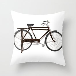 Asian Chinese style vintage classical bicycle watercolor illustration Throw Pillow