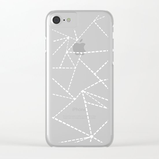 Abstract Dotted Lines White on Black Clear iPhone Case