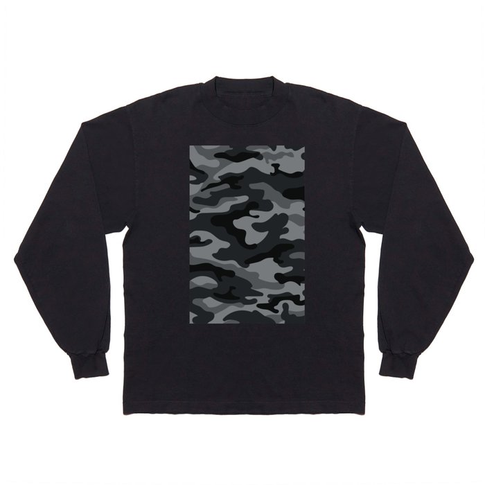 Camouflage Black And Grey Long Sleeve T Shirt