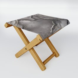 Ink Texture Neutral Grey Abstract Painting Folding Stool