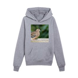 Mourning Dove and Bee Staredown  Kids Pullover Hoodies