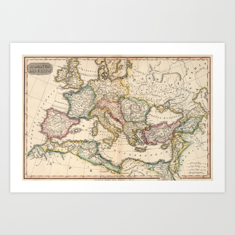 Roman Empire Antique Style Map Framed Poster 20x14 inch 