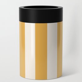Mustard Yellow And Cream White Vertical Stripes Can Cooler