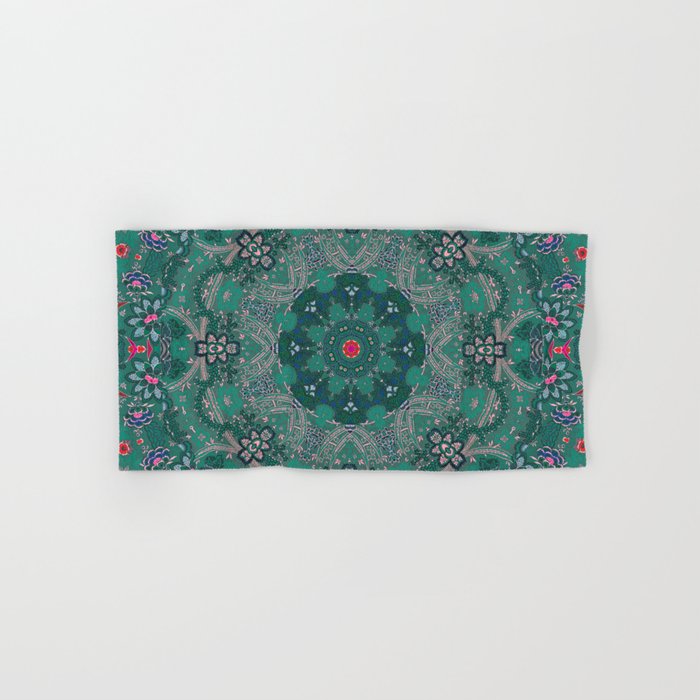 Green Moroccan Flowers Antique Hand & Bath Towel