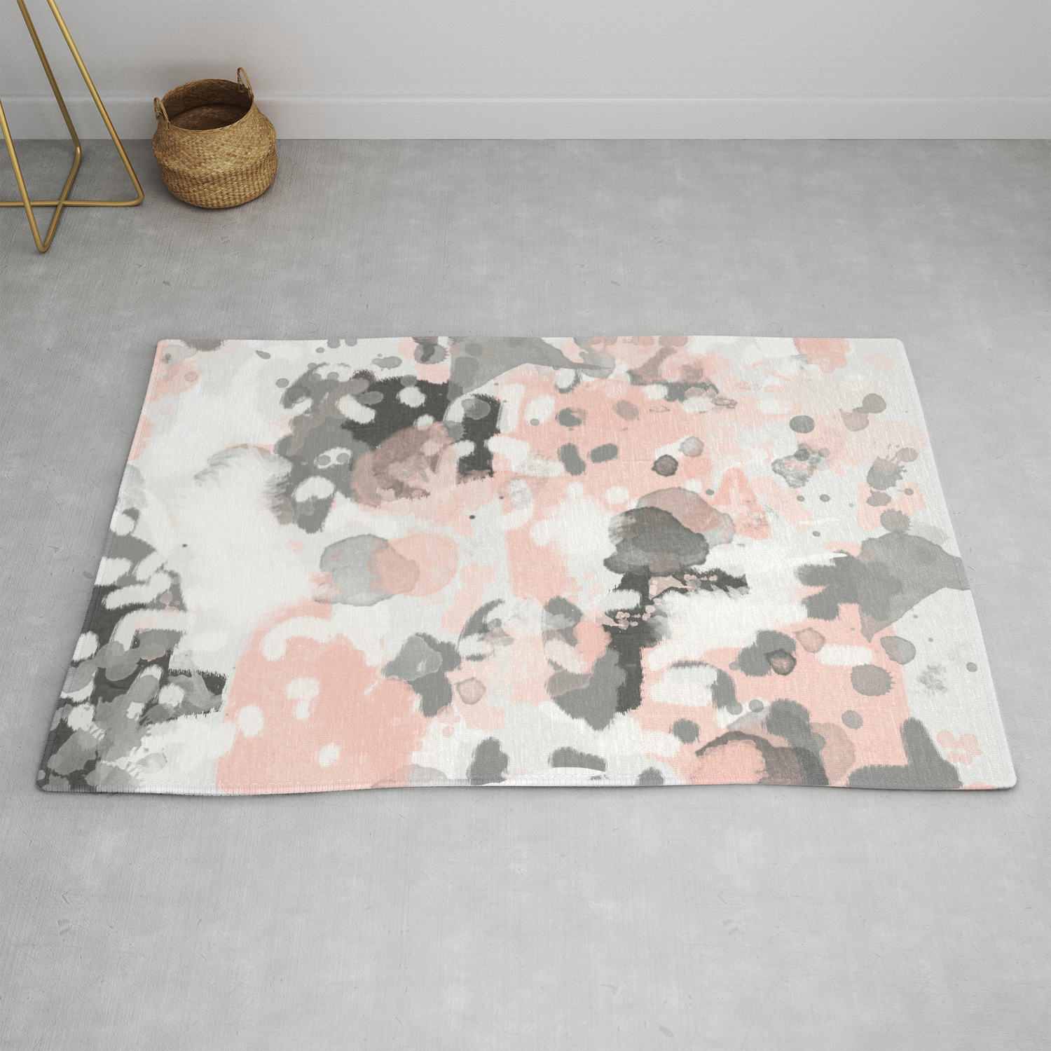 Grey And Millennial Pink Abstract Painting Trendy Canvas Art Decor