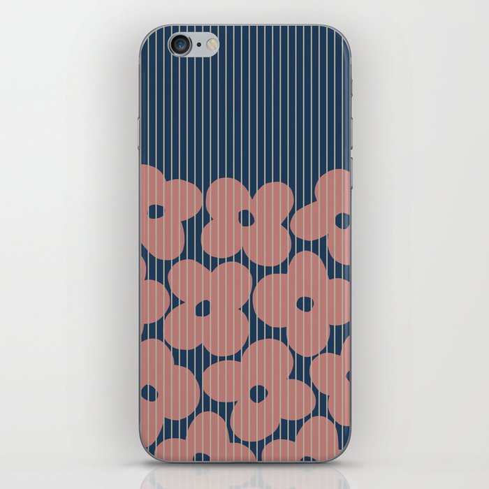 Abstract Floral Patterns 8 in Navy Blue Dusty Pink iPhone Skin