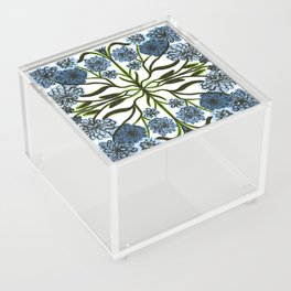 Mid-century Modern Mums Floral in Blue Acrylic Box
