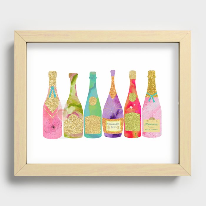Champagne Bottle Parade Recessed Framed Print