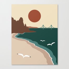 Minimalist Michigan Vintage Sunset Canvas Print