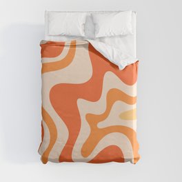 Tangerine Liquid Swirl Retro Abstract Pattern Duvet Cover