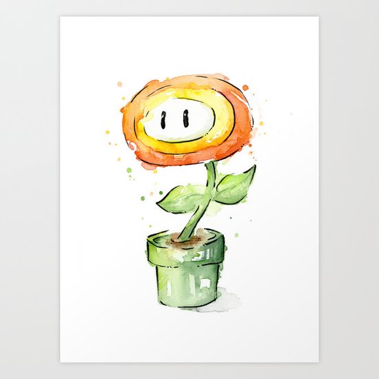 Fireflower Watercolor Painting Art Print