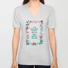 Wildflowers and butterflies Illustration with Quote V Neck T Shirt