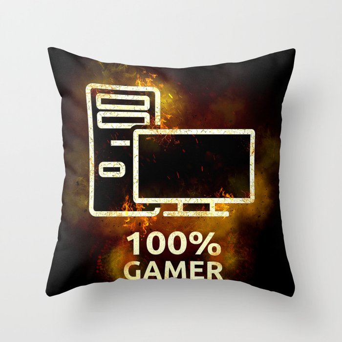 100% gamer Throw Pillow
