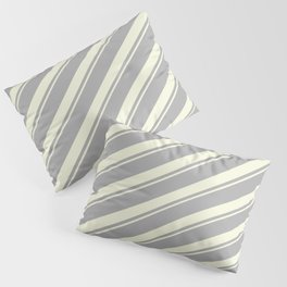 [ Thumbnail: Dark Gray & Beige Colored Striped/Lined Pattern Pillow Sham ]