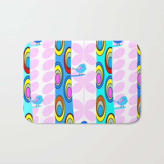 Birds and colorful trees Bath Mat