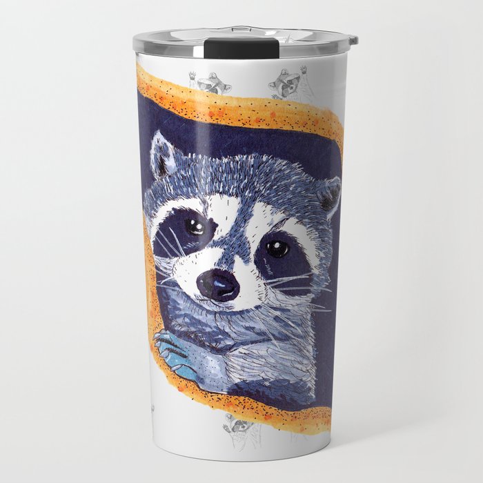 Peeking Raccoons #2 White Pallet - Travel Mug