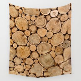 Artwork 3432 texture of wooden logs Wall Tapestry