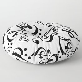 Black And White Clef Hearts Floor Pillow