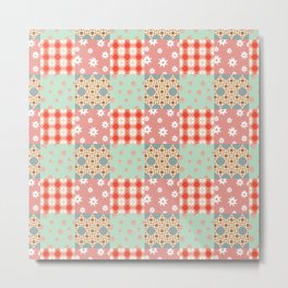 Mixed Pattern Patchwork Inspired Metal Print | Boho, Pattern, Cozy, Drawing, Clashingpatterns, Patchwork, Mixedpattern, Preppy, Digital, Quilt 
