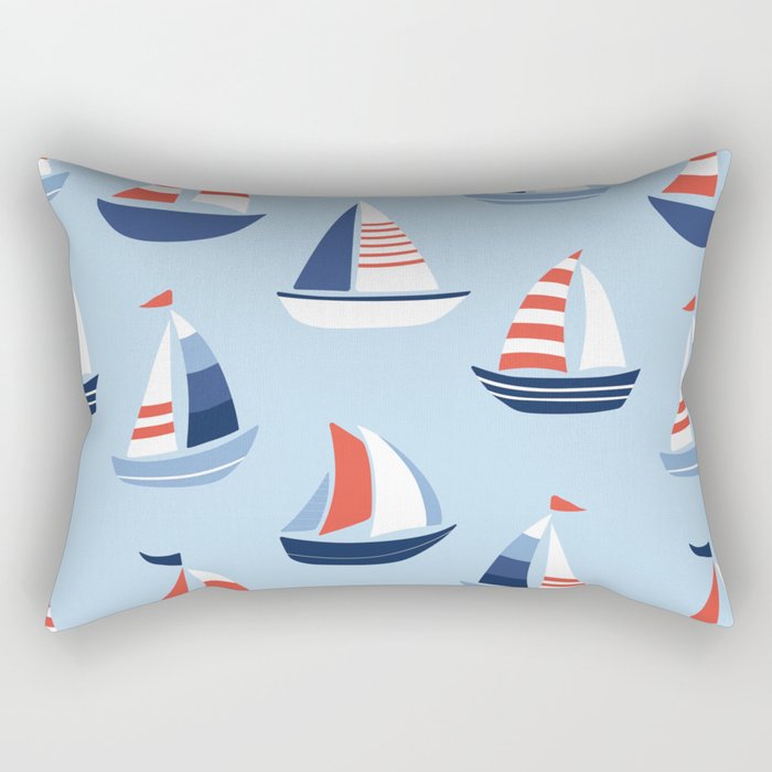 Sailboats in the distance - Blue and Orange Rectangular Pillow