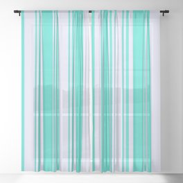 [ Thumbnail: Lavender & Turquoise Colored Pattern of Stripes Sheer Curtain ]