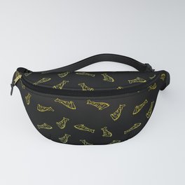 Pizza pattern - yellow and blue over black - seamless repeating Fanny Pack