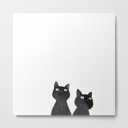 two black cats-watercolor Metal Print