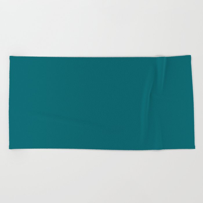 Harbor Blue deep teal solid color modern abstract pattern  Beach Towel