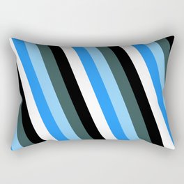 [ Thumbnail: Dark Slate Gray, Light Sky Blue, Blue, White, and Black Colored Lines Pattern Rectangular Pillow ]