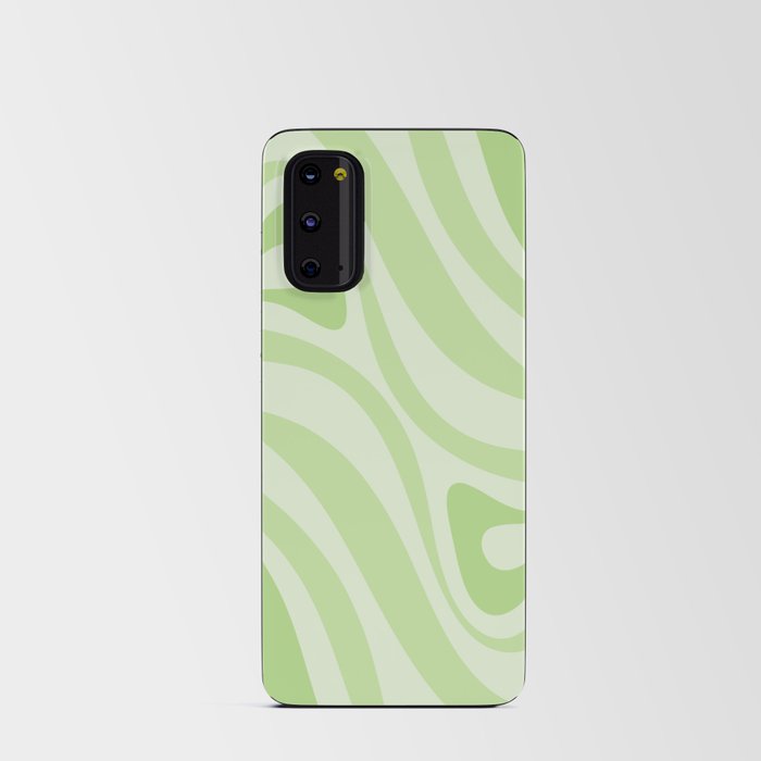 New Groove Retro Swirl Abstract Pattern in Light Pastel Lime Green Android Card Case