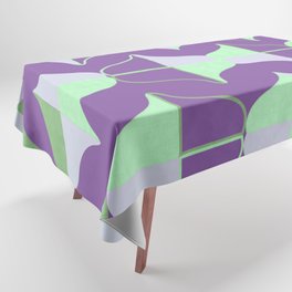 WHALE SONG Midcentury Modern Organic Shapes Green Purple Mint Lavender Tablecloth