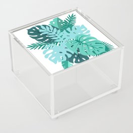 Blue and Green Tropical Leaves Acrylic Box