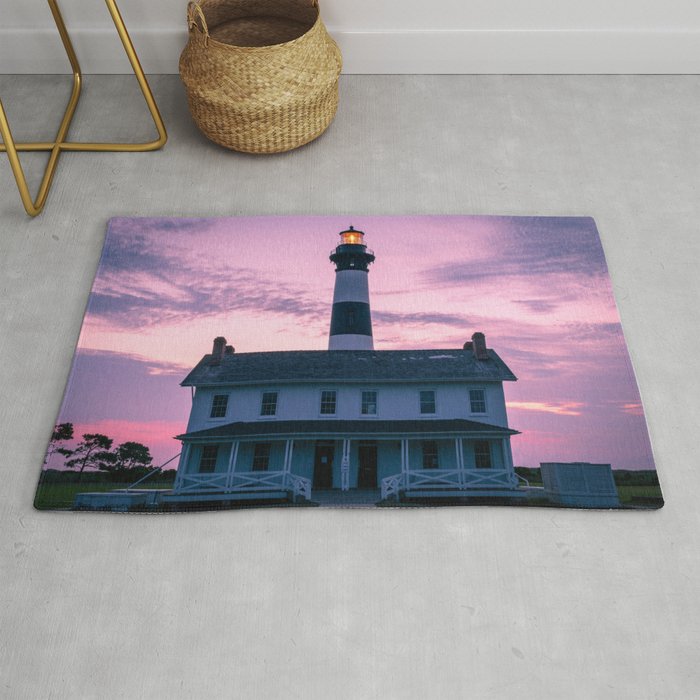Bodie Island Lighthouse Outer Banks North Carolina Beach Print Rug