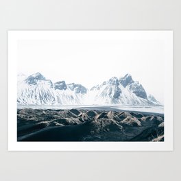 Vestrahorn Snowcapped Mountains Winter Iceland Art Print