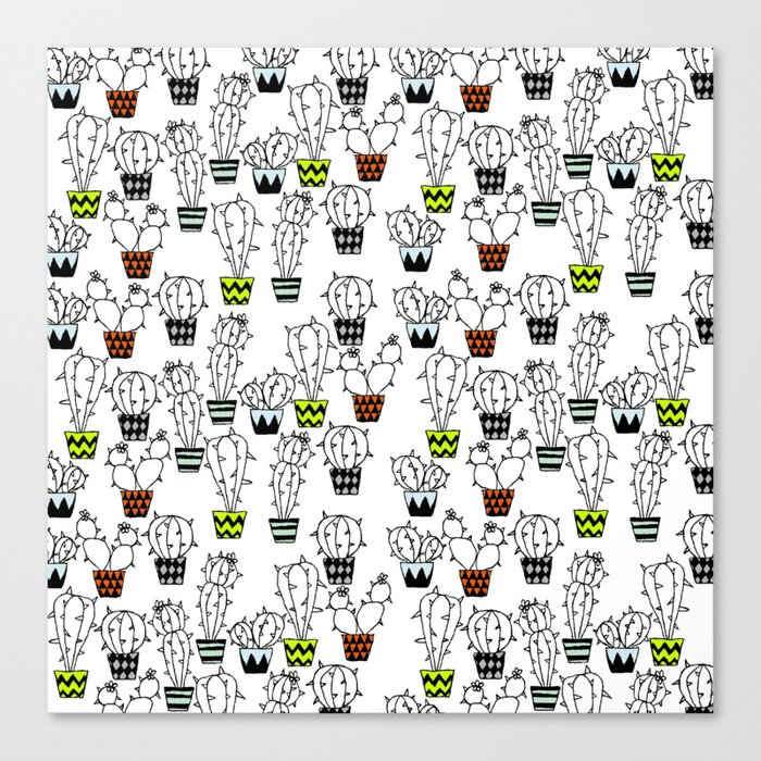 Cacti Collective Pattern Canvas Print
