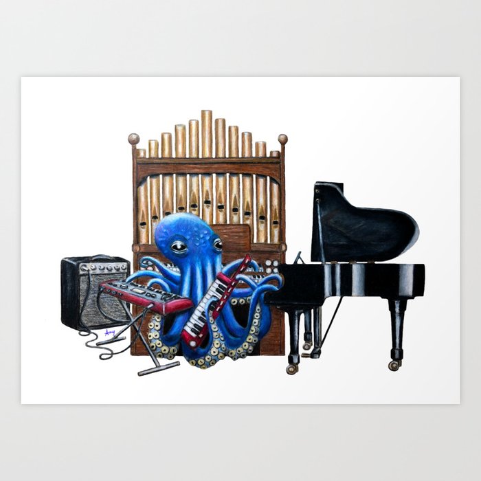 "Octo Keys" - Octopus Piano Art Print