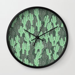 Modern Green Cactus seamless pattern Wall Clock